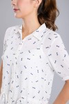 Tie Waist Little Bow Long Blouse Tie Waist Little Bow Long Blouse