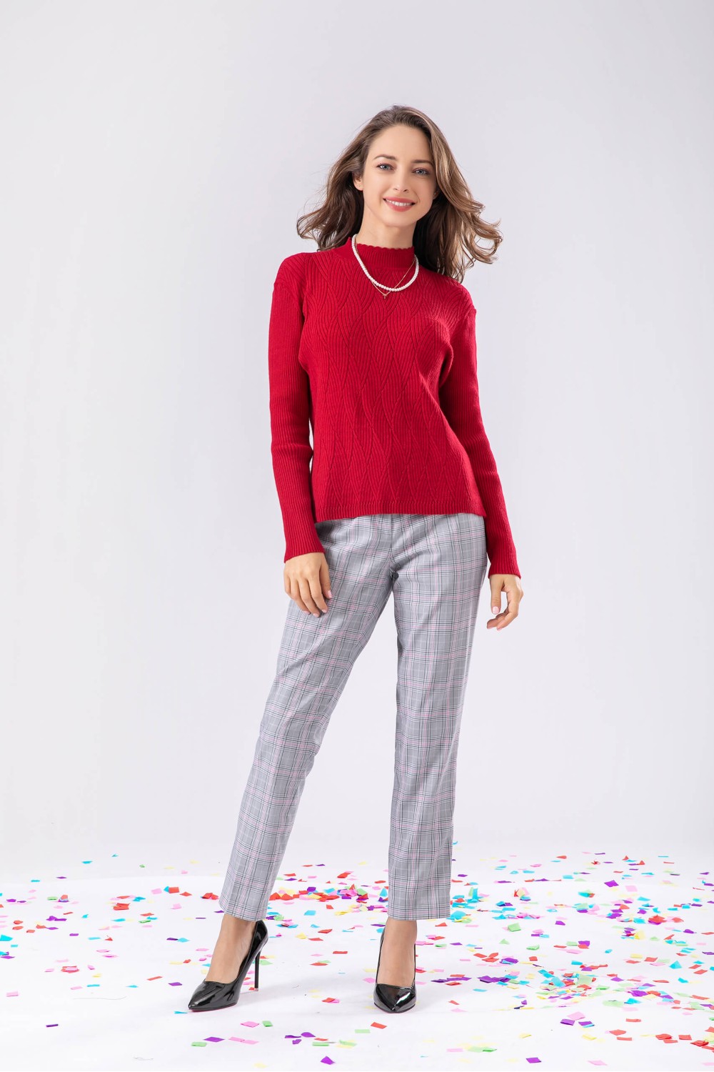 Q1197KTH13024-Solid Cable Knit Top
