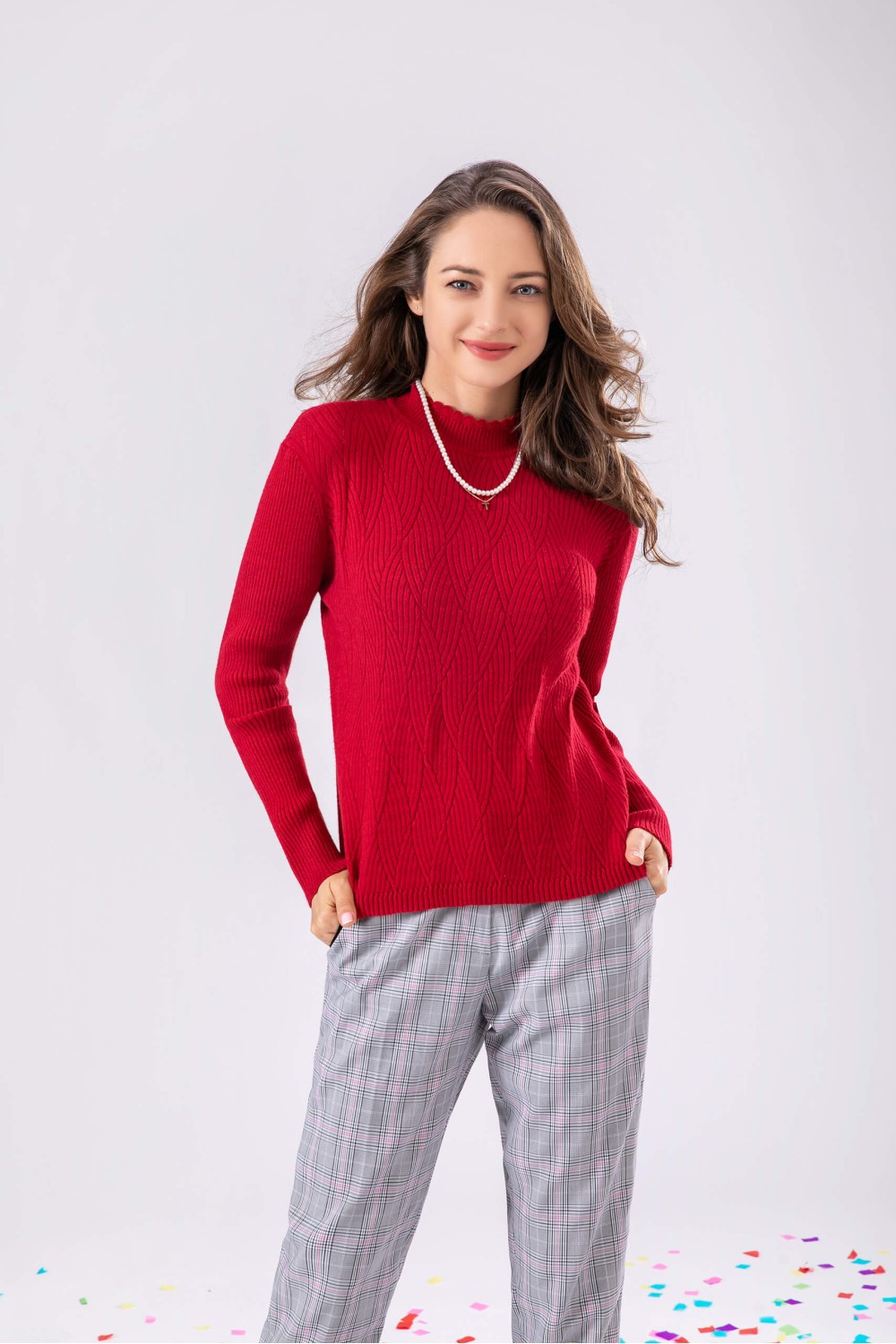 Q1197KTH13024-Solid Cable Knit Top