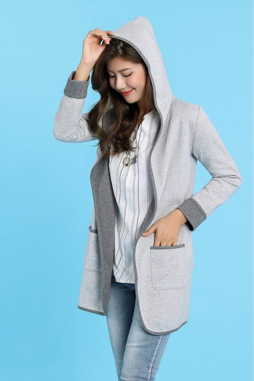 Bi-Color Long Hoodie Bi-Color Long Hoodie