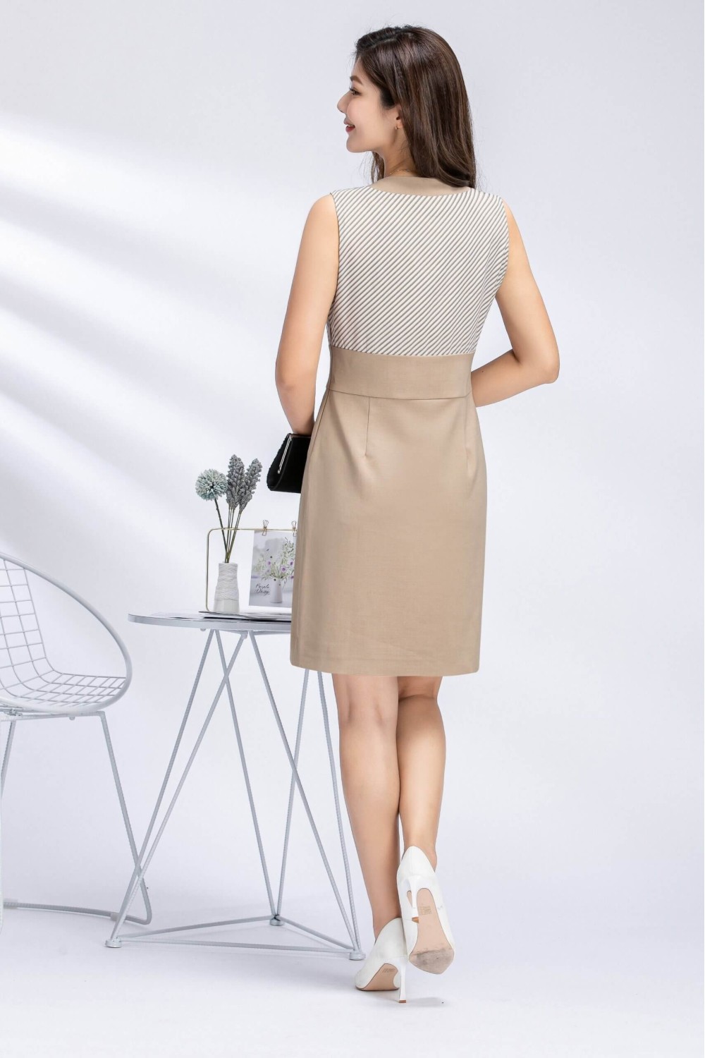 Striped Dress With A Diagonal Front Striped Dress With A Diagonal Front
