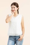V Neck Sleeveless Blouse With Lace V Neck Sleeveless Blouse With Lace