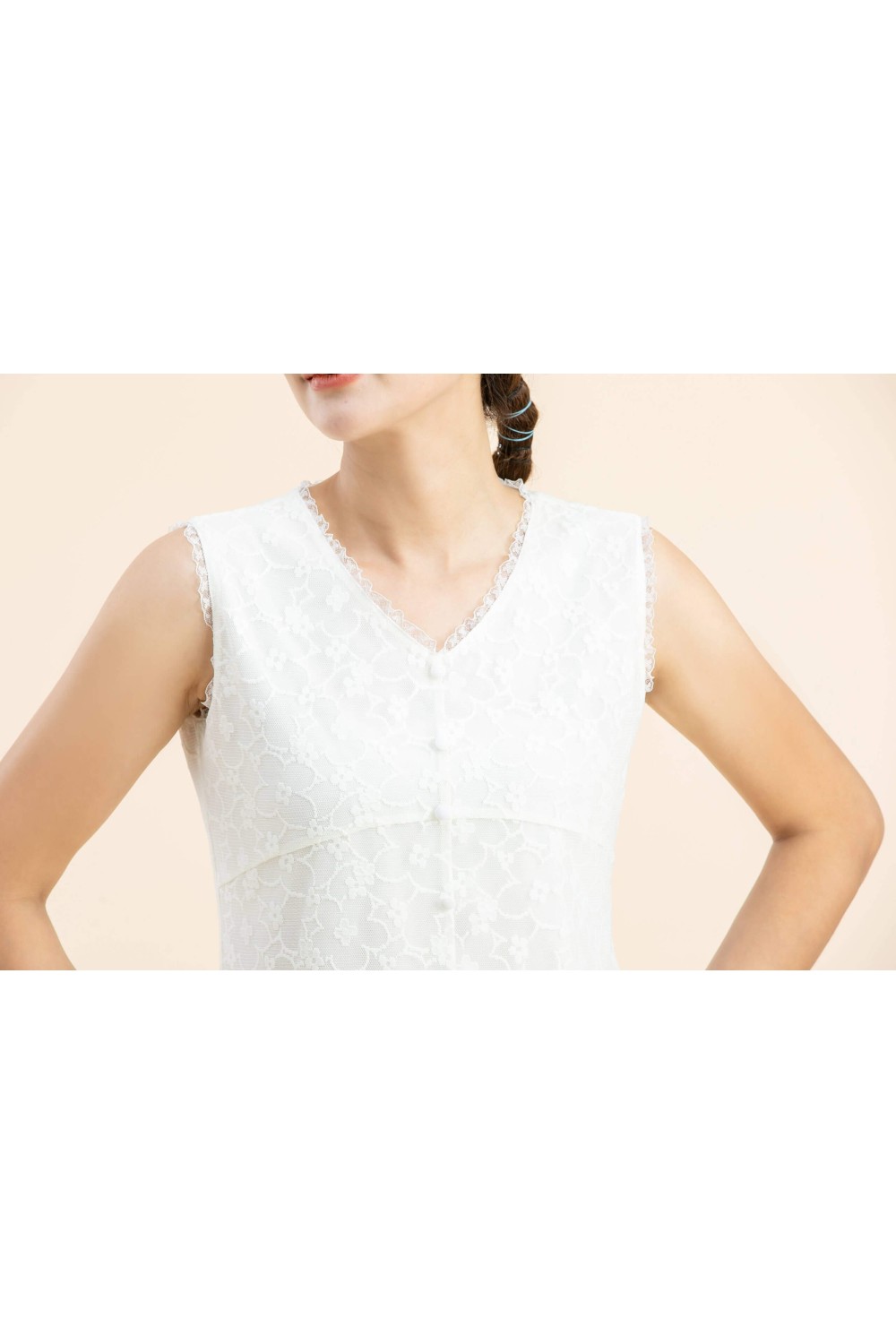 V Neck Sleeveless Blouse With Lace V Neck Sleeveless Blouse With Lace