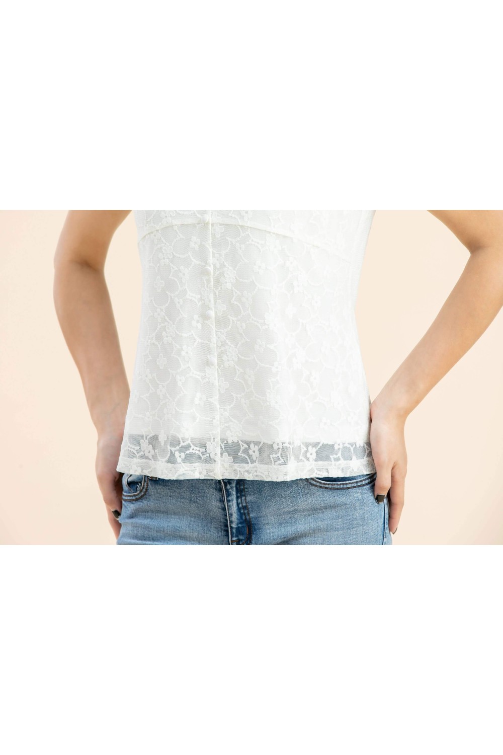 V Neck Sleeveless Blouse With Lace V Neck Sleeveless Blouse With Lace