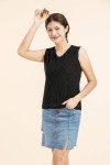 V Neck Sleeveless Blouse With Lace V Neck Sleeveless Blouse With Lace