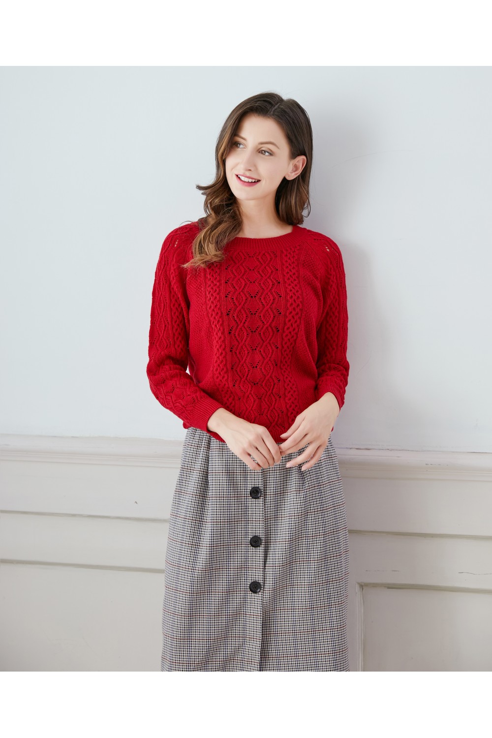 Checks Buttoned Long Skirt Checks Buttoned Long Skirt