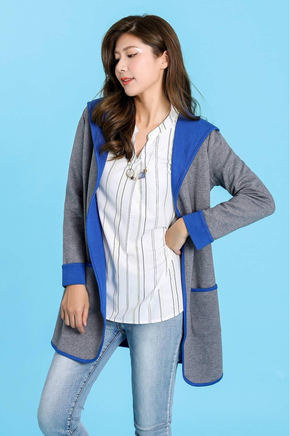 Bi-Color Long Hoodie Bi-Color Long Hoodie