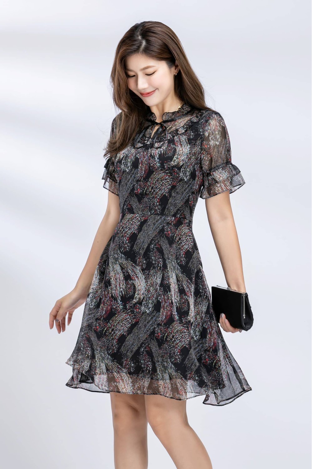 Short Sleeve Chiffon Dress