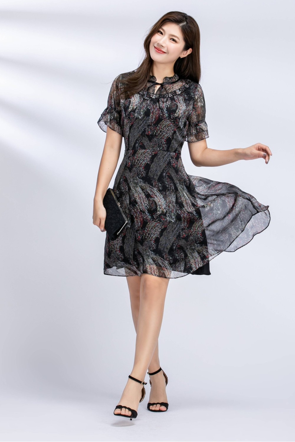 Short Sleeve Chiffon Dress