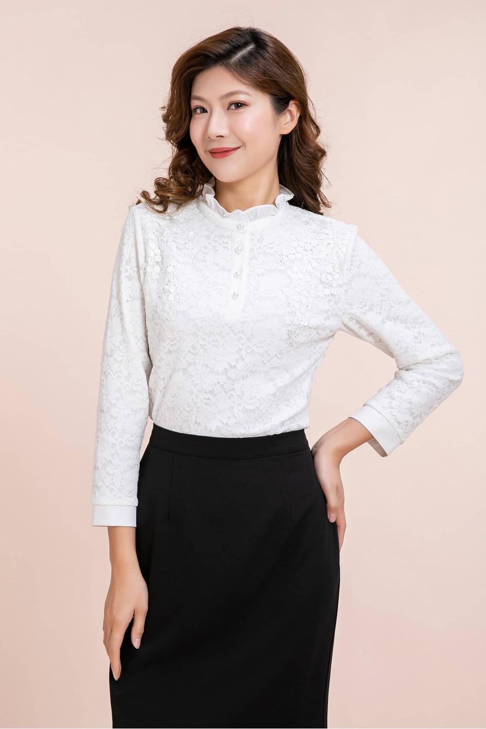 White Lace Long Sleeve Blouse White Lace Long Sleeve Blouse
