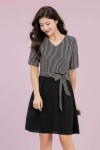 Striped Short-Sleeved Dress Striped Short-Sleeved Dress