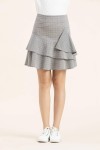 Irregular Plaid Skirt With Lotus Leaf