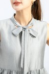 Tie Collar Sleeveless Top W/Lotus Leaf Tie Collar Sleeveless Top W/Lotus Leaf