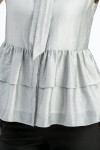 Tie Collar Sleeveless Top W/Lotus Leaf Tie Collar Sleeveless Top W/Lotus Leaf