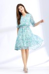 Chiffon Floral Mid-Sleeved Dress Chiffon Floral Mid-Sleeved Dress