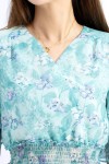 Chiffon Floral Mid-Sleeved Dress Chiffon Floral Mid-Sleeved Dress