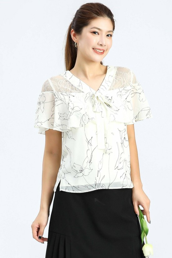 Chiffon Lace Hollowed-Out Blouse