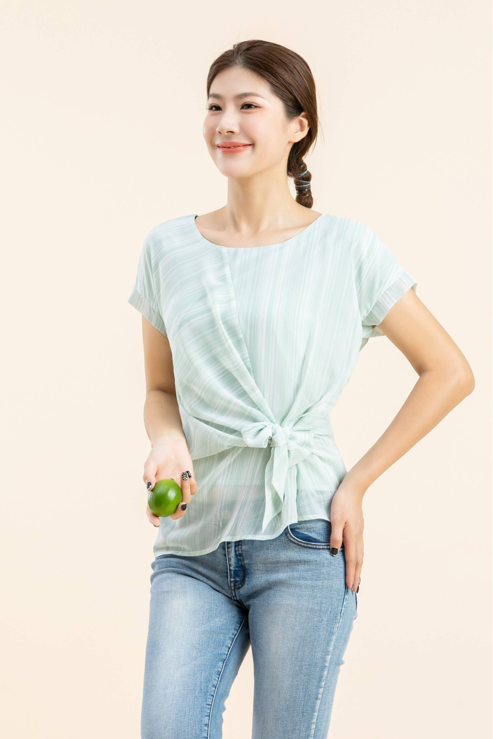 Tied Up Striped Chiffon Top Tied Up Striped Chiffon Top
