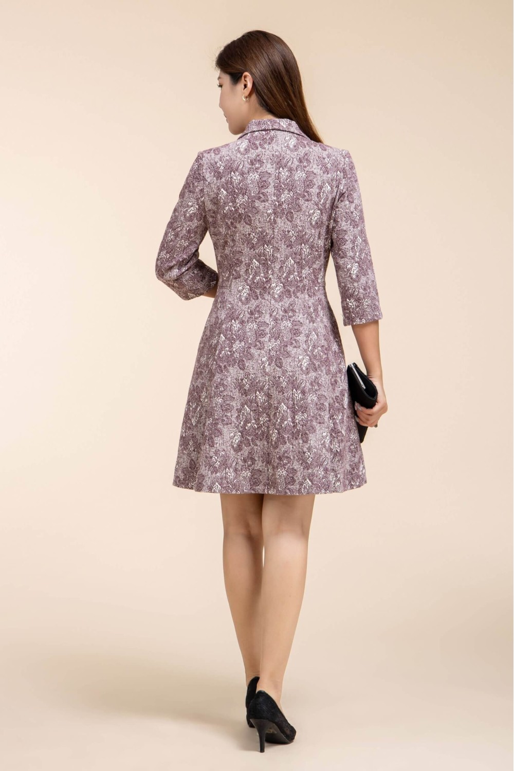 Printed Jacquard Double-Breasted Dress