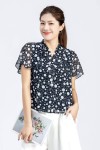 Chiffon Polka Dot V-Neck Short-Sleeved Top