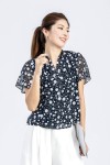 Chiffon Polka Dot V-Neck Short-Sleeved Top