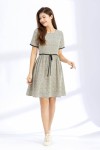 Printed Short Sleeves Tied Waist Dress Printed Short Sleeves Tied Waist Dress