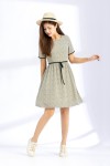 Printed Short Sleeves Tied Waist Dress Printed Short Sleeves Tied Waist Dress
