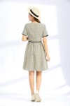 Printed Short Sleeves Tied Waist Dress Printed Short Sleeves Tied Waist Dress