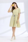Printed Short Sleeves Tied Waist Dress Printed Short Sleeves Tied Waist Dress