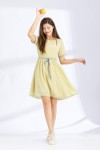 Printed Short Sleeves Tied Waist Dress Printed Short Sleeves Tied Waist Dress