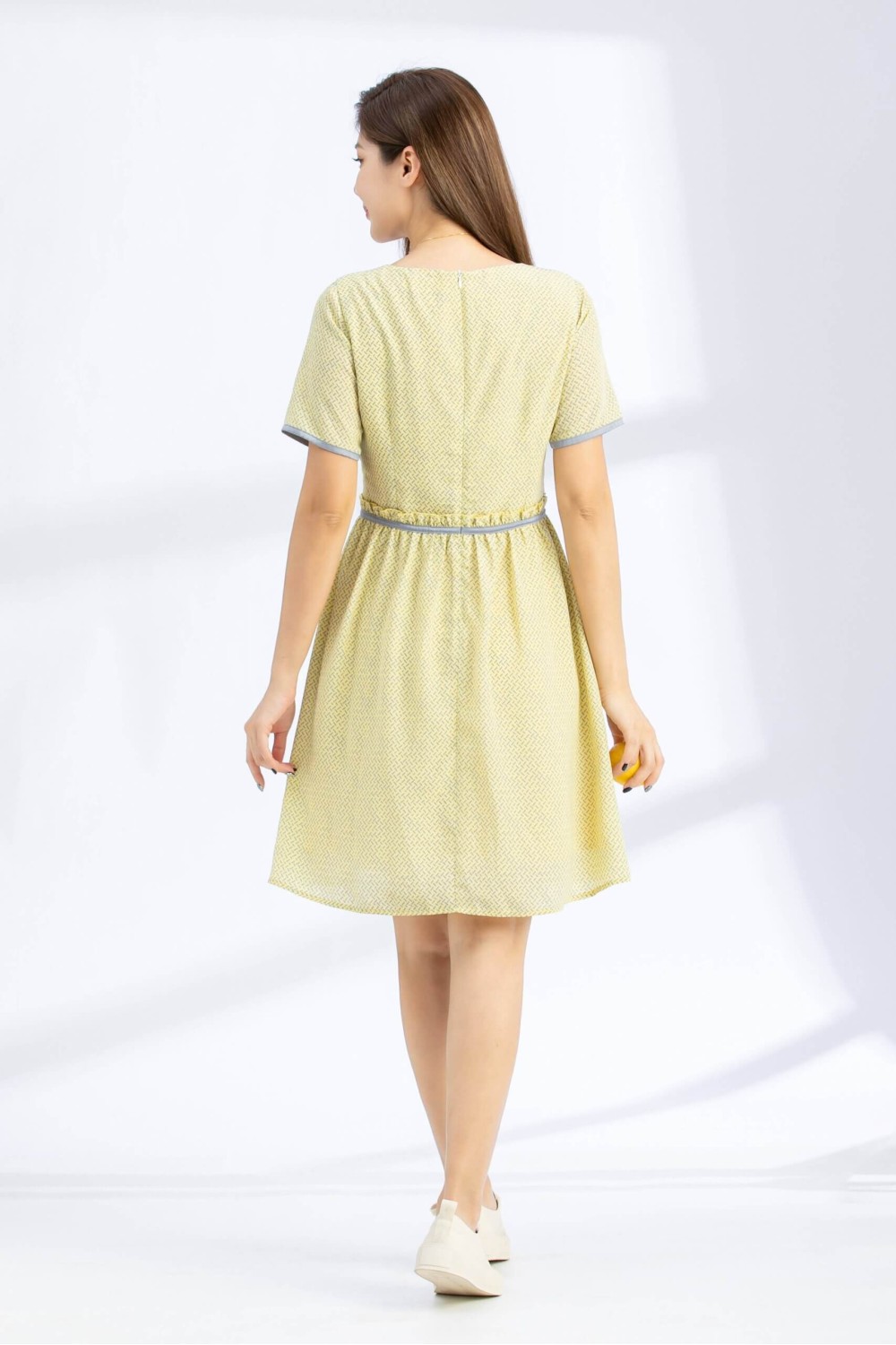 Printed Short Sleeves Tied Waist Dress Printed Short Sleeves Tied Waist Dress