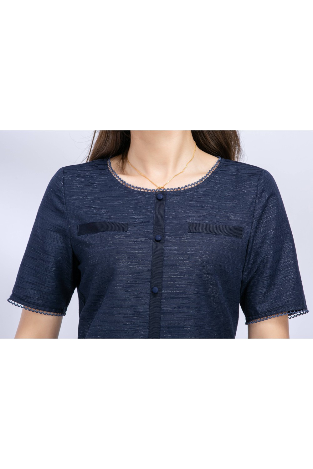 Yarn-Dyed Slim-Fitting Top