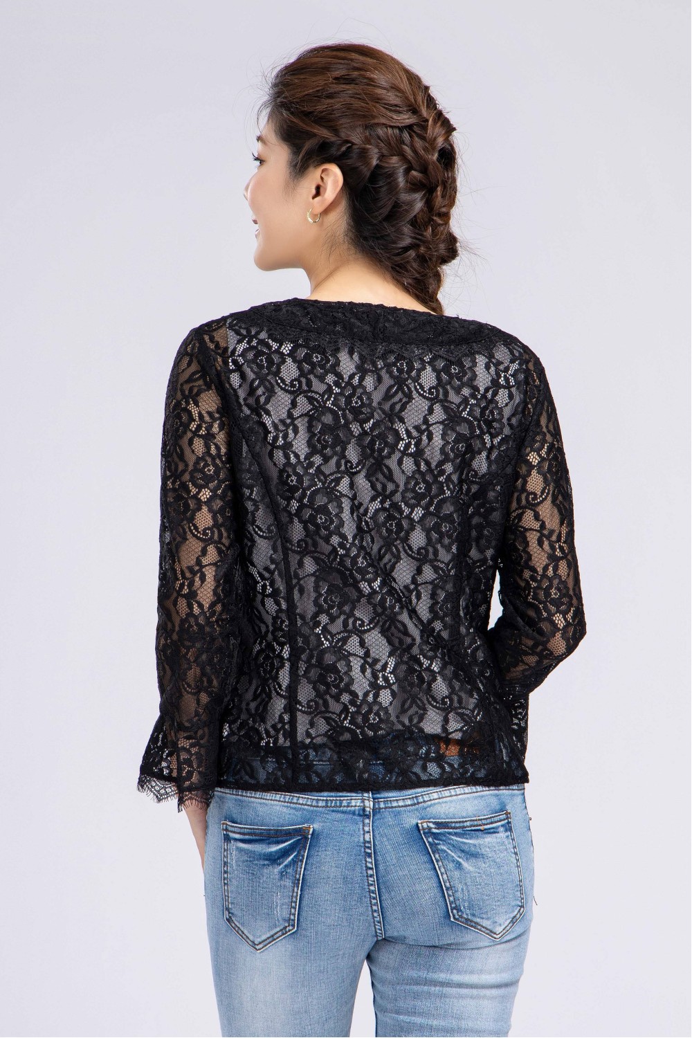 Contrast Lining Lace Blouse