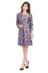 Purple Jacquard Long Sleeve Dress