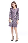 Purple Jacquard Long Sleeve Dress