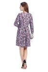 Purple Jacquard Long Sleeve Dress