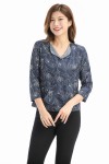 Japanese Printed Long Sleeve Blouse