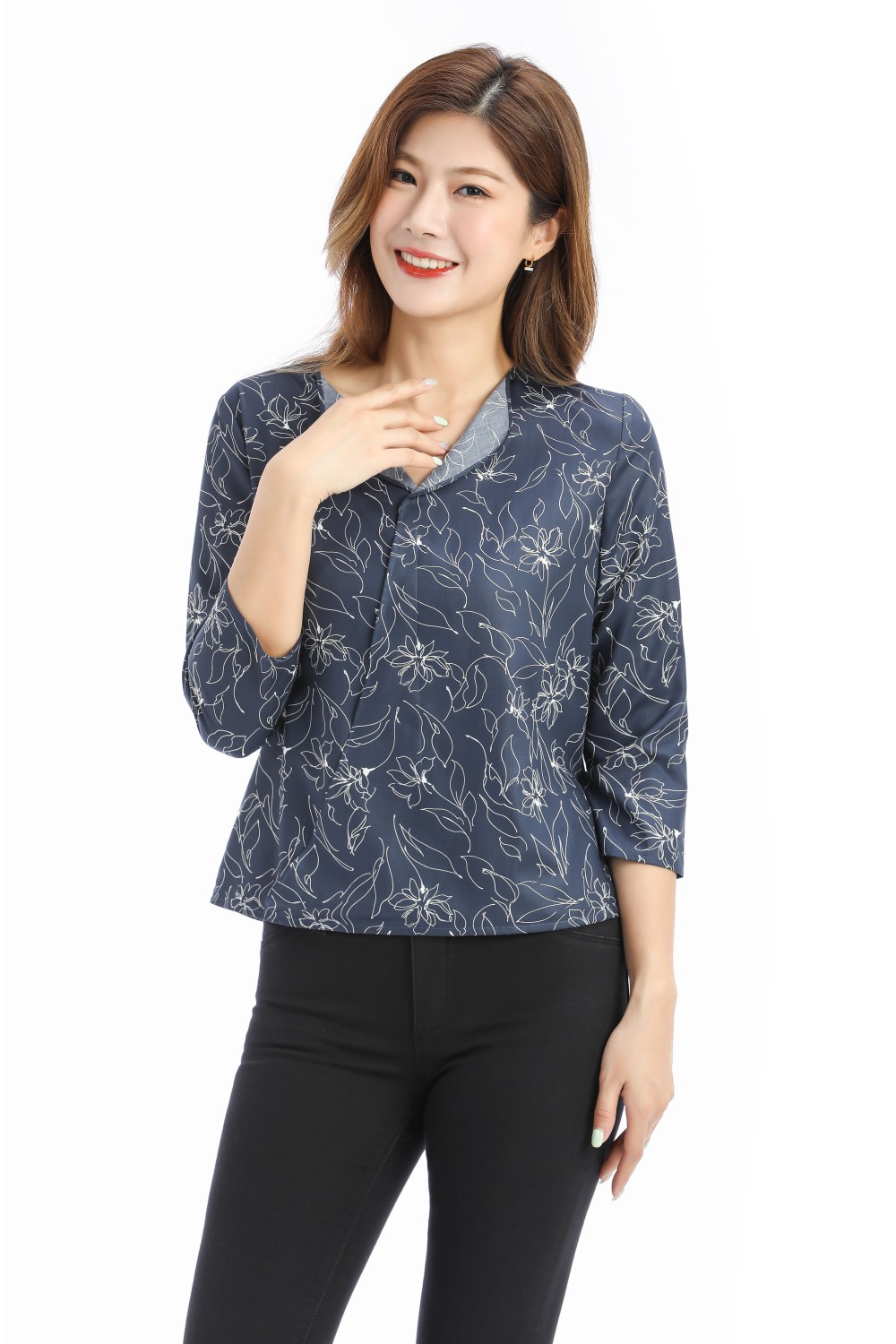 Japanese Printed Long Sleeve Blouse