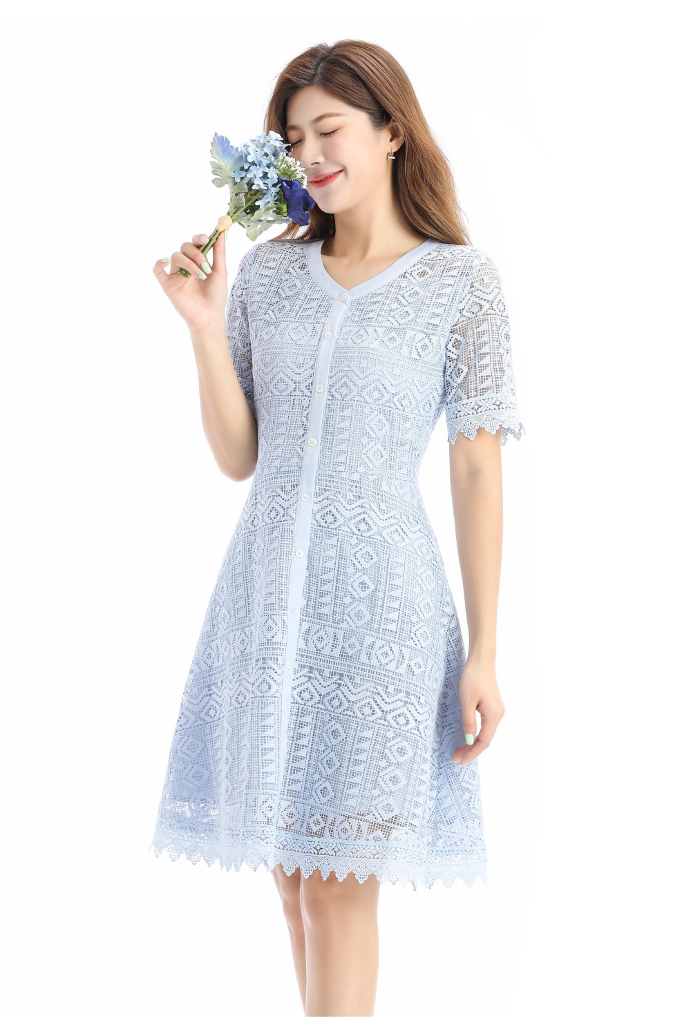 Short Sleeve Lace Dress