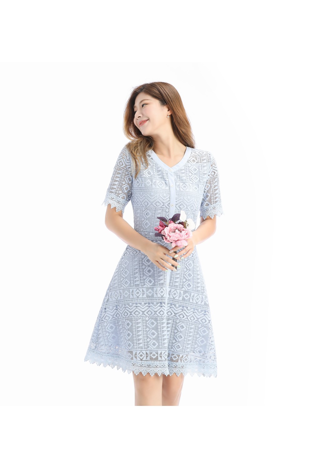 Short Sleeve Lace Dress