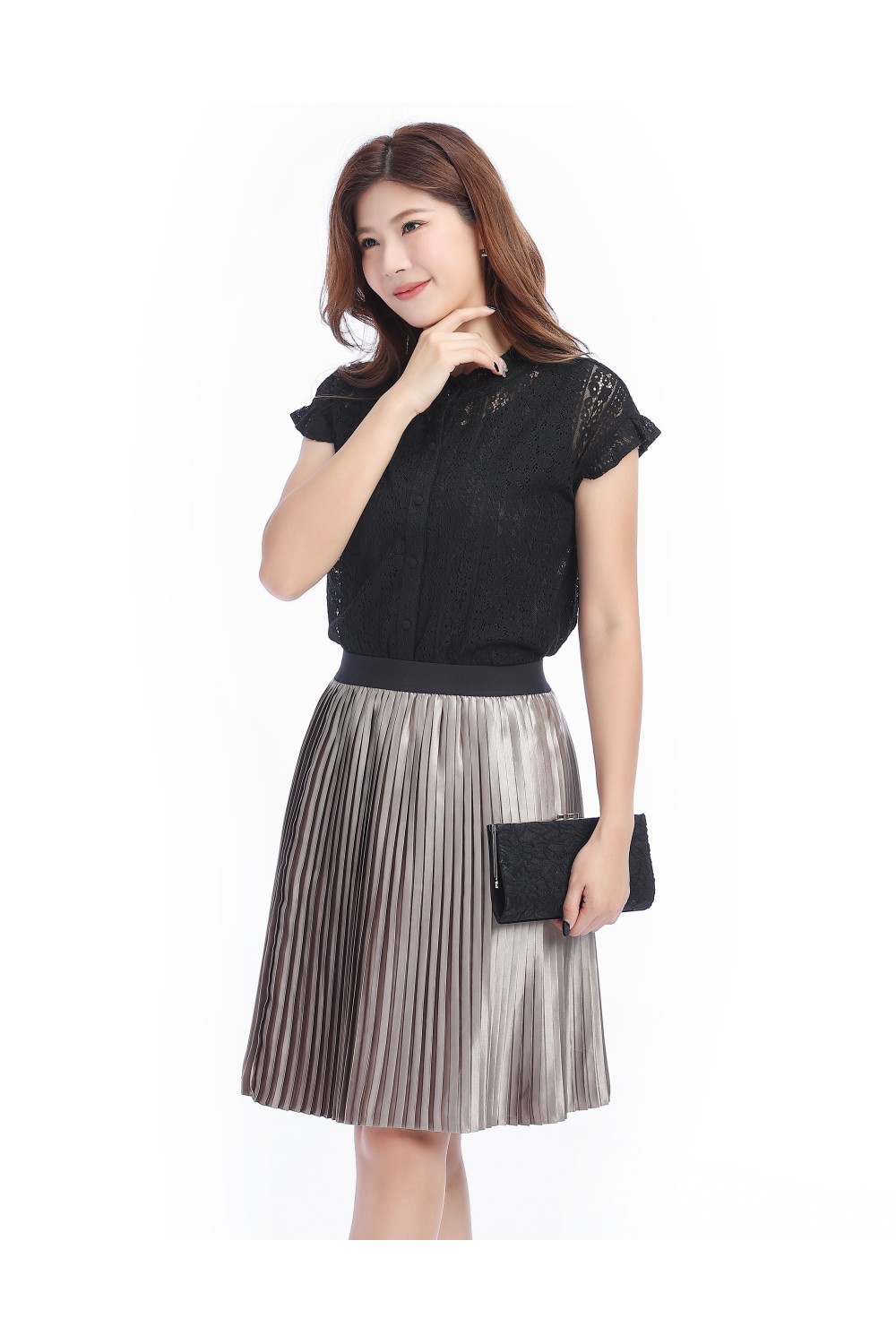 Shinny Pleated Skirt